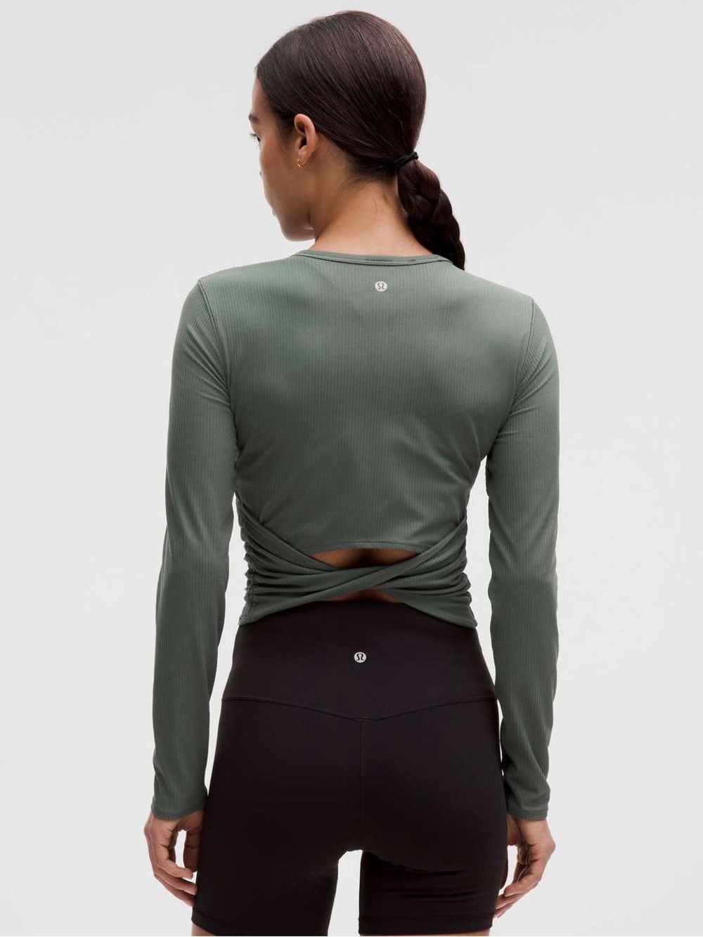 lululemon athletica Olive Green All It Takes Back-Twist Ribbed Long-Sleeve Shirt